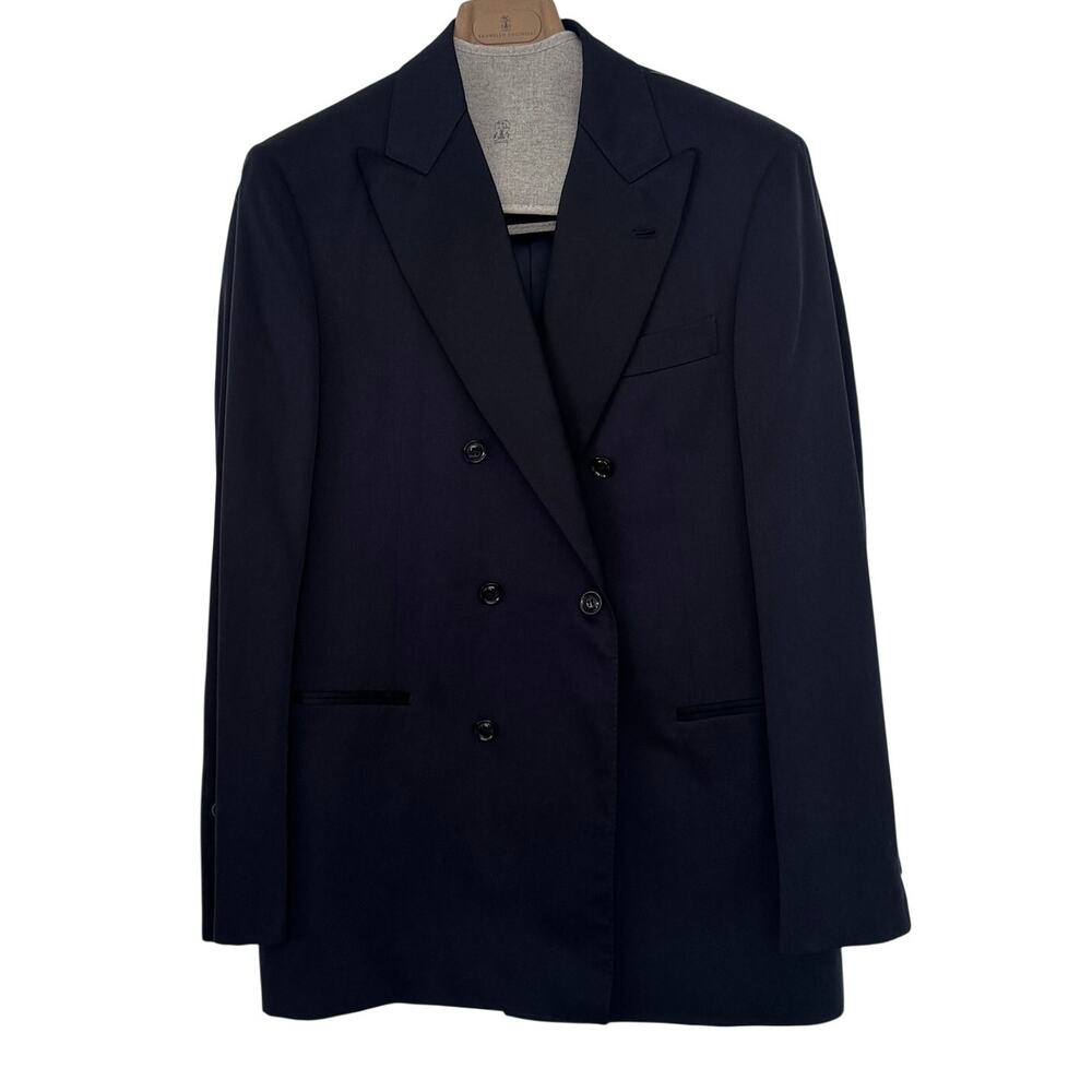 Brunello Cucinelli NWT Navy Tuxedo Half-Breasted Jacket & Double-Pleat Trousers